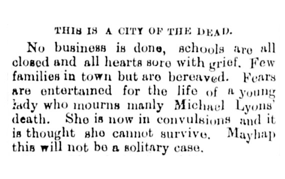 Clip from front page of Colonist, May 5, 1887 - Mine Disaster